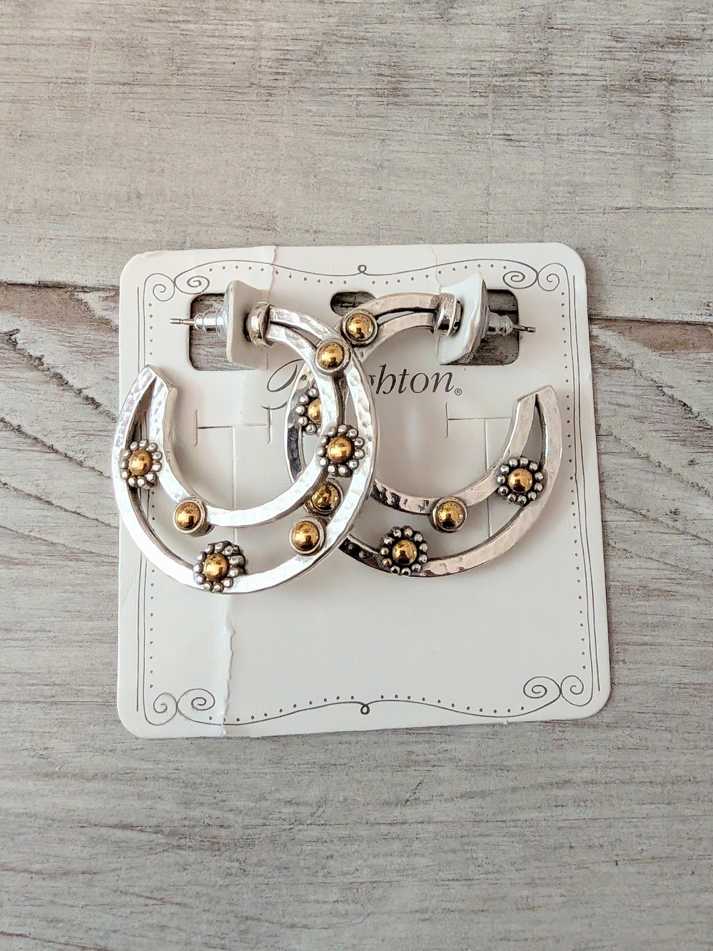 Brighton Two-Tone Crescent Hoop Earrings in Silver and Gold
